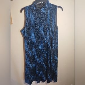 Chicos Dress Velvet Burnout Design Stretch Boho Artsy